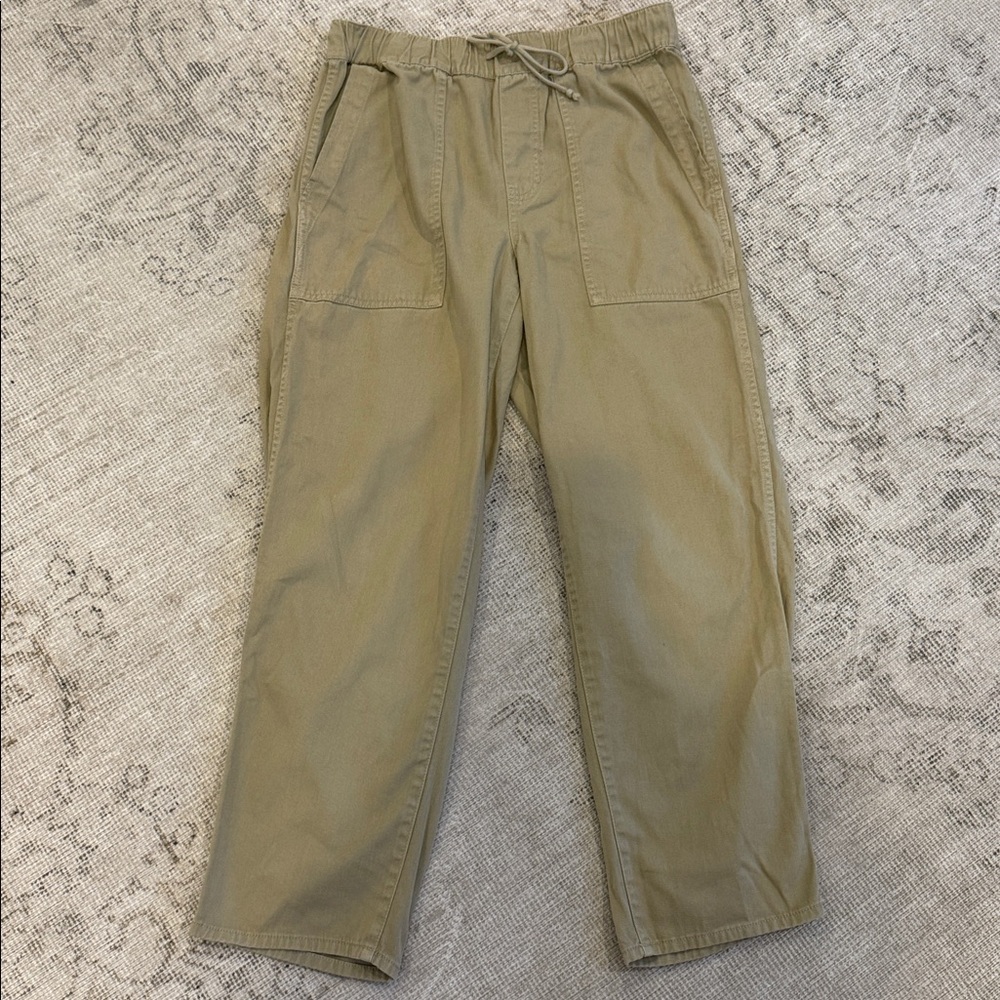 Madewell Pants Womens S Cotton Tan Trousers Drawstring & Pockets Straight Leg - Picture 4 of 6
